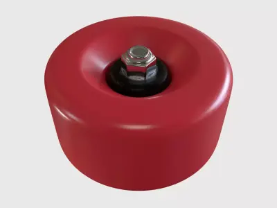Skateboard Wheel and axle nut 3D model 3D model