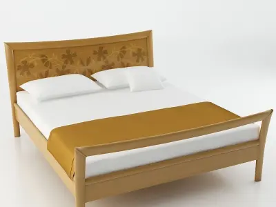 Bed with Intarsia Panel - Grenat 3D model