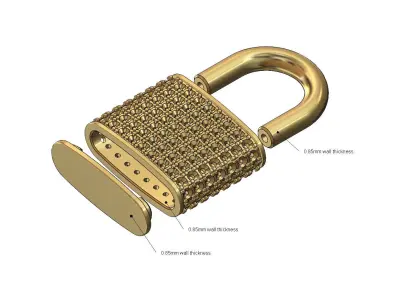 Diamond padlock shaped pendant 3D print model