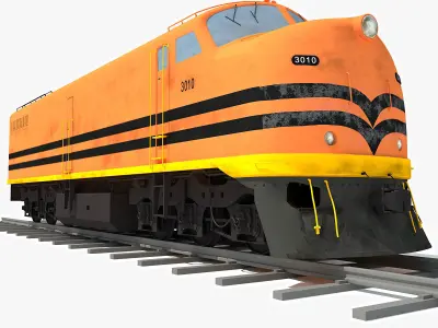 Orange Locomotive Train 3D Model 3D model
