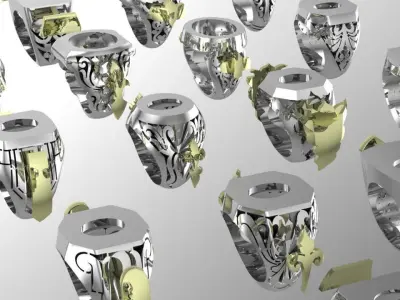 20 men signet ring with plexus part2 3D print model