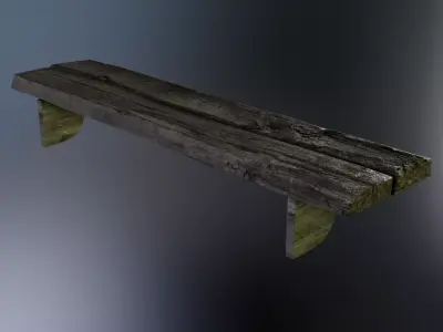Wooden Shelf Low-poly 3D model