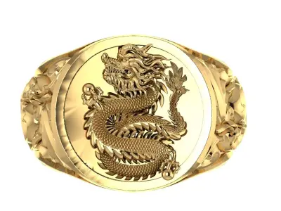 KimMaiJewelry-Ring chinese dragon ring gold 3D model