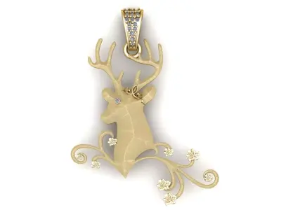 DEAR HEAD DIAMOND PENDANT 3D PRITABLE MODEL 3D print model