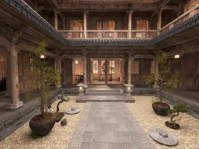  Chinese style courtyard  3D model