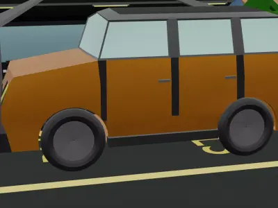 low poly stylized minivan 2 Low-poly 3D model