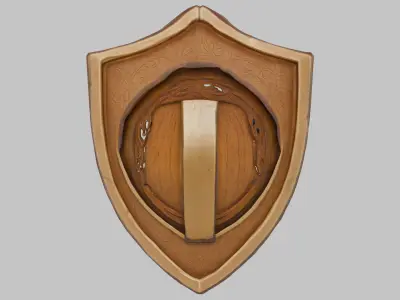 Cute Wooden Shield Fantasy Beaver  Low-poly 3D model