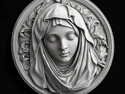 Virgin Mary Bas Relief Classic Style 3D print model