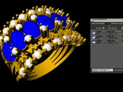 Luxury Sapphire and Diamond Cocktail Ring   3D CAD Jewelry Model 3D print model