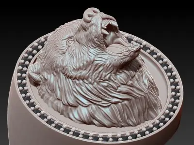 Bear Ring Silver Gold  Print 3D print model