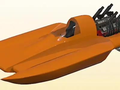 Drag Boat - Sweet Sixteen - High Poly 3D model