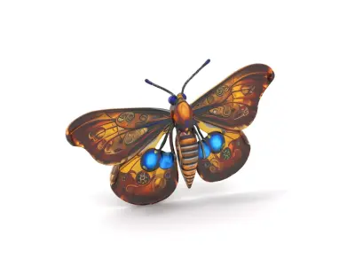 Steampunk Butterfly model pack Low-poly 3D model