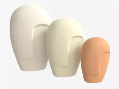 Decorative Ceramic Face-vases Set 3D model