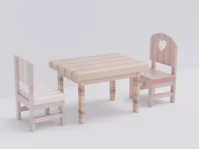Wooden Furniture Set 3D Model Collection