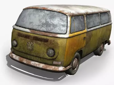  Rusted volks T2  Low-poly 3D model