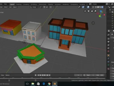 low poly based buildings Low-poly 3D model