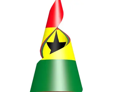 Ghana Flag on a spiral helix structure 3D model