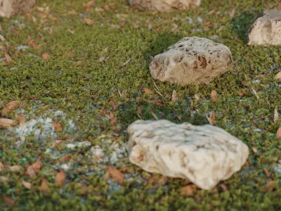 8 Photorealistic Travertine Stones Low-poly 3D model