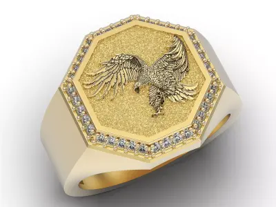 Eagle Man Ring Sculpture jewelry Silver Gold  Print 3D print model