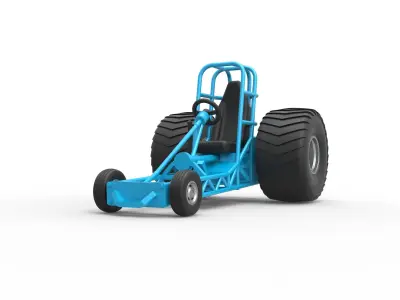 Chassis of Mini Rod pulling tractor Scale 1 to 25 3D print model