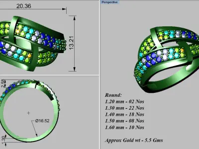 light weight gold diamond rings-C111116SKCH2026011-wt-0-5 3D print model