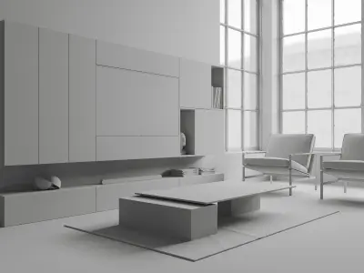 Modern Loft Living Room Scene 3ds Max  Corona Renderer 3D model