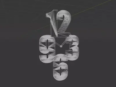 Quirky Large Numbers Wood Wall Clock Low-poly 3D model