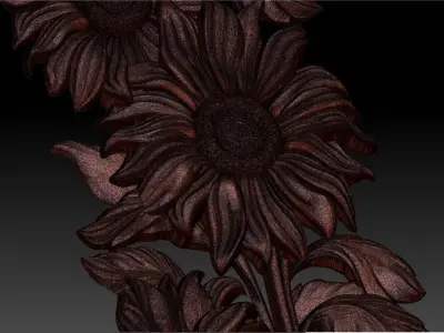 beautiful relief sunflowers 4 3D model