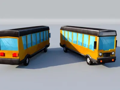 Bus Pack Low Poly Toon Style Bus Pack 3D Model Collection Low-poly 3D model