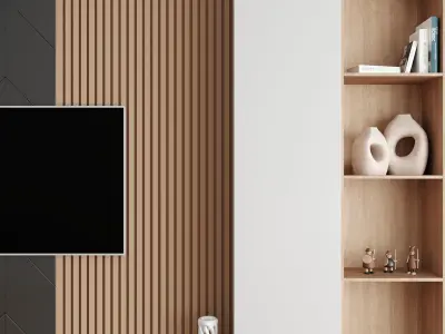 TV Wall with decoration  3D model