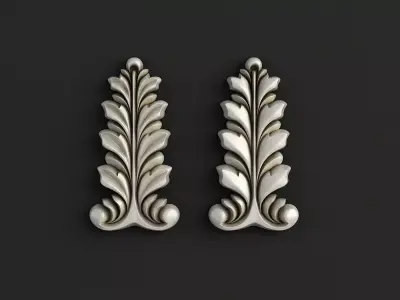 3D Carved decor vertical 3D model