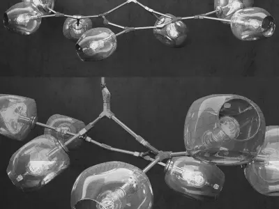 Branching bubble 7 lamps CLEAR  COPPER 3D model