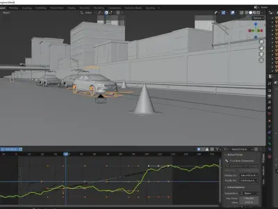 Car animation scene 3D model