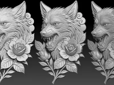 Wolf Relief 3D print model