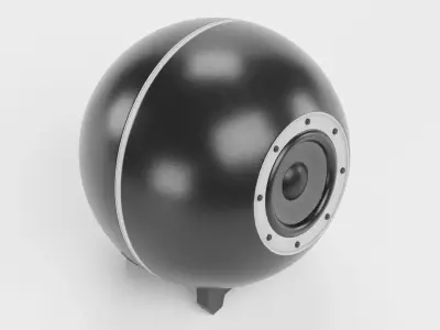 Round Audio Speaker V2 - Universal Black Sound Unit Low-poly 3D model