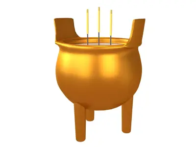Cartoon Incense Burner v1 002 Low-poly 3D model