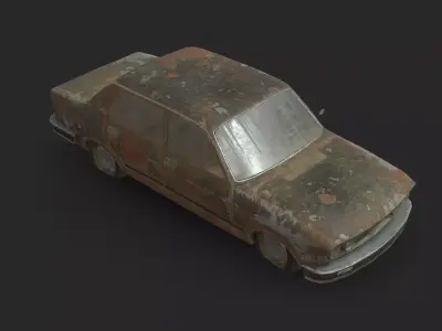 Abandoned Car - Fiat 132 Low-poly 3D model