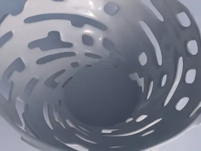 Bowl wide with smooth cuts and bulges   3D print model