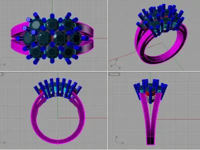 3d Golden Luxury Women Ring With Round Diamond 3D print model 3D print model
