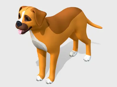 Cartoon Dog - Boxer Low-poly 3D model