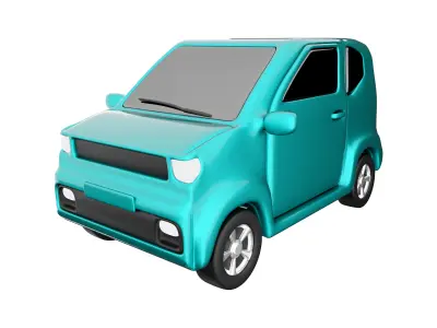 3d turquoise electric car icon 3D model