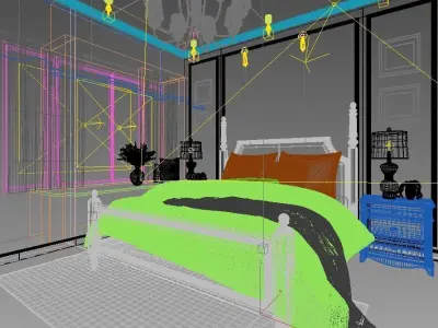 American Style Bedroom Design 3D model