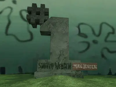 Smitty Werben Manjensen Tombstone from Spongebob Free low-poly 3D model