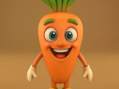 Cheerful Carrot 3D Print STL with 3 Interchangeable Bases 3D print model