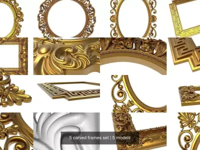5 carved frames set 3D Model Pack buy