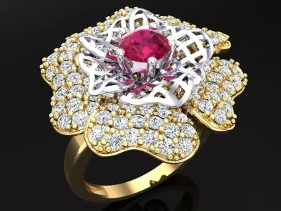  Mesh flower ring - Italian rings - Womens Rings - N6608 3D print model