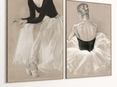 Plaster Two Photo Frame 436 Low-poly 3D model