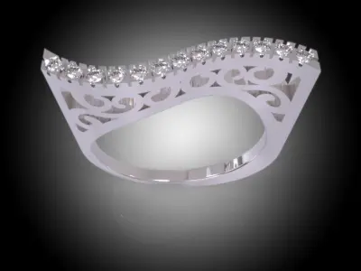 Beauty Sterling Silver Stylish Sail Ring Ornaments and Stones  3D print model