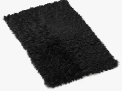 Mongolian fur rug black 3D model