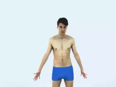 Prime K Beach Animated Rigged Sports Man Low-poly 3D model